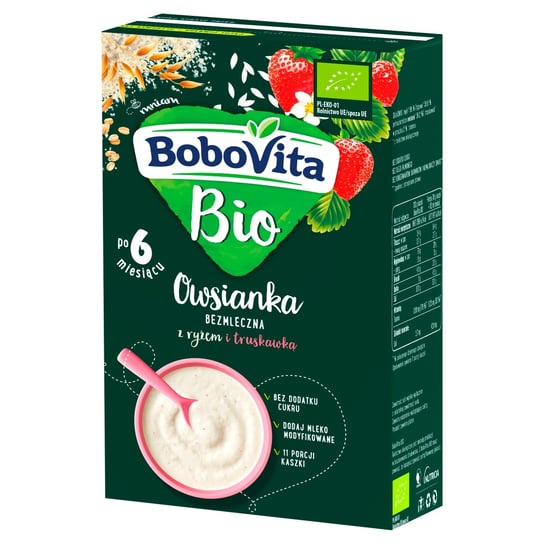 BoboVita Owsianka bezmleczna z ryżem i truskawką po 6 miesiącu 200 g Bio BoboVita