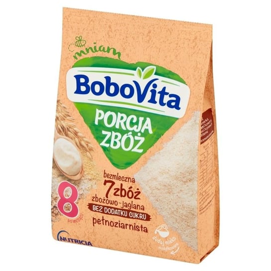 BoboVita Porcja Zbóż Kaszka bezmleczna 7 zbóż zbożowo-jaglana pełnoziarnista po 8. miesiącu 170 g BoboVita
