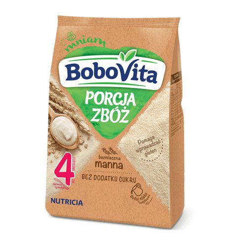 BoboVita, Porcja Zbóż Kaszka bezmleczna manna po 4. miesiącu życia, 170 g BoboVita