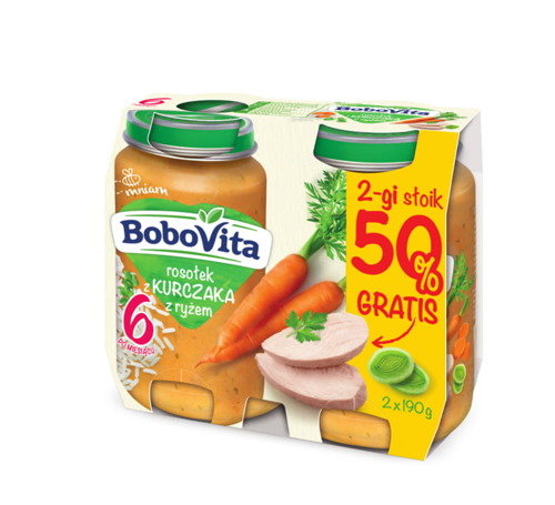 BoboVita, Rosołek z kurczaka z ryżem po 6. miesiącu, 2x190 g BoboVita