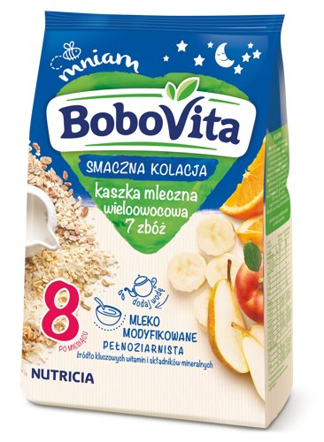 BoboVita, Smaczna Kolacja Kaszka mleczna wieloowocowa 7 zbóż po 8. miesiącu 230 g BoboVita