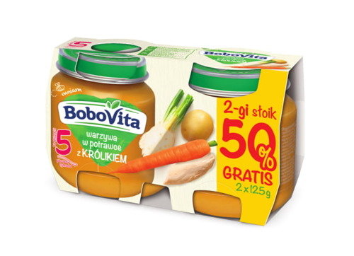 BoboVita, Warzywa w potrawce z królikiem obiadek po 5. miesiącu, 2x125 g BoboVita