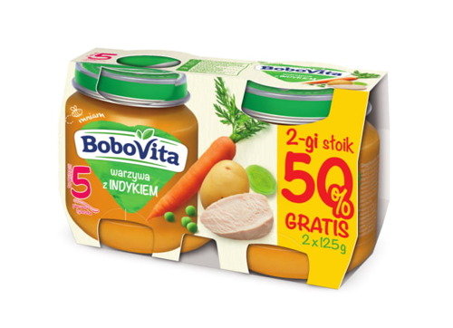 BoboVita, Warzywa z indykiem obiadek po 5. miesiącu, 2x125 g BoboVita