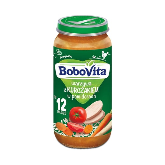 Bobovita, Warzywa z kurczakiem w pomidorach, 250 g, 12m+ BoboVita
