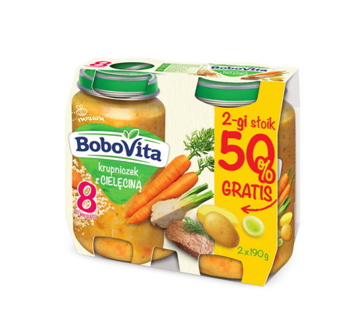 BoboVita, Zupka krupniczek z cielęciną po 8. miesiącu, 2x190 g BoboVita
