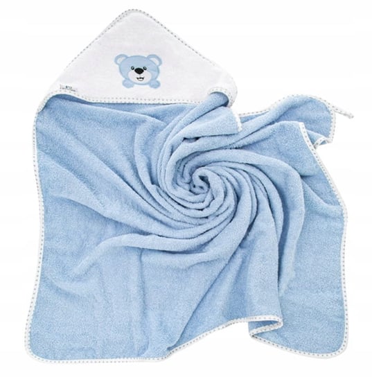 Bocioland Okrycie Kąpielowe Ręcznik Z Kapturkiem 80X80Cm Miś Niebieski 0229 Bocioland