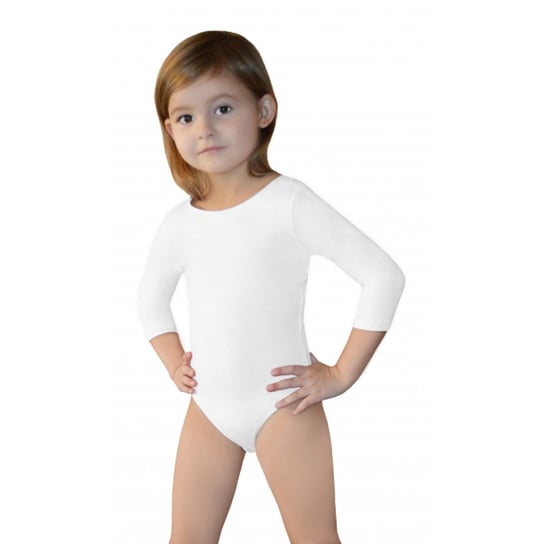 Body dziecięce, dziewczęce, do tańca, do ćwiczeń BODYSUIT białe Gwinner Rozmiar 134 cm Gwinner
