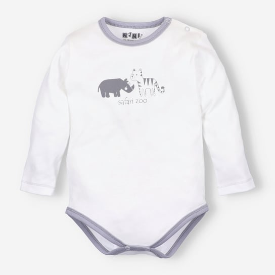 Body niemowlęce ecrue Safari z bawełny organicznej dla chłopca-92 NINI