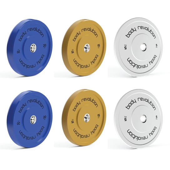 Body Revolution Olympic Bumper Plates Culoare 80kg SET 2x5kg 2x15kg 2x20kg Monster