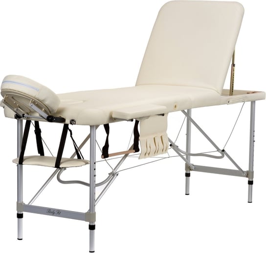 BODYFIT, Łóżko do masażu 3 segmentowe aluminiowe, kremowe, 212x82 cm BODYFIT