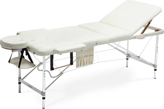 BODYFIT, Łóżko do masażu 3 segmentowe aluminiowe, kremowy, 223x93,5 cm BODYFIT