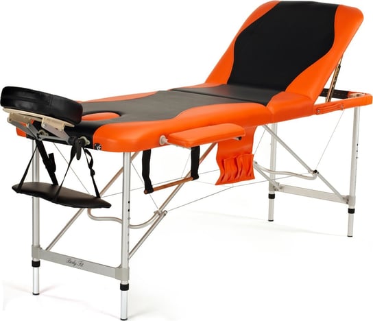 BODYFIT, Łóżko do masażu 3-segmentowe aluminiowe, pomarańczowy BODYFIT