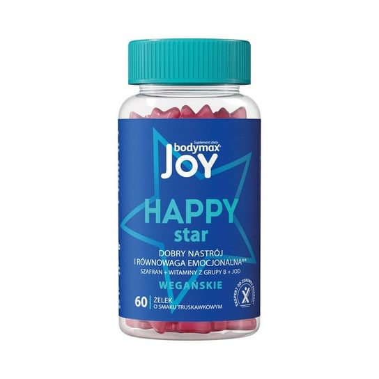 Bodymax Joy Happy Star dobry nastrój i równowaga emocjonalna suplement diety 60 Żelek o smaku truskawkowym Bodymax