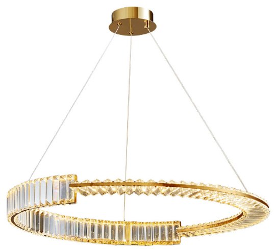 Bohemia Half 80 AL - żyrandol kryształowy LED pierścień ring 80cm mosiądz Iluminar