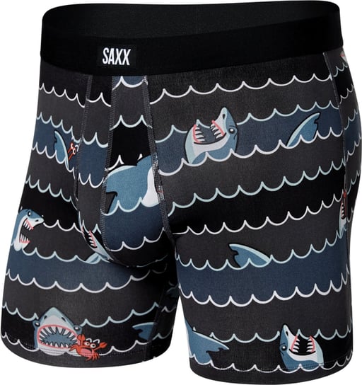 Bokserki męskie oddychające SAXX DAYTRIPPER Boxer Brief z rozporkiem rekiny - czarny-S SAXX