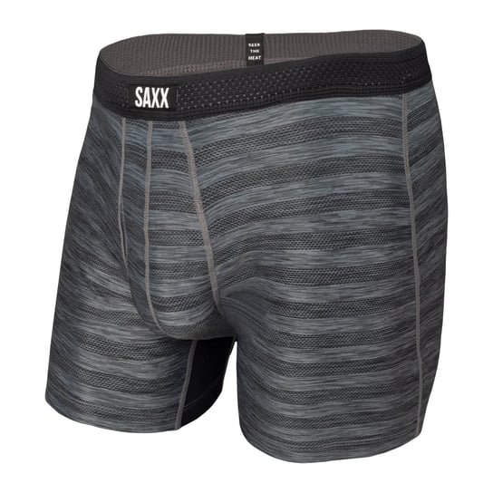 Bokserki Męskie Saxx Hot Shot Boxer Brief Fly Black Heather-L SAXX