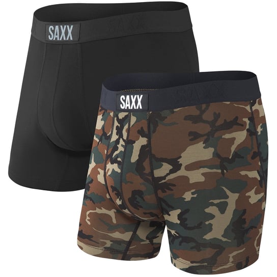 Bokserki Męskie Saxx Vibe Boxer 2 Pack - Black - Wood Camo-L SAXX
