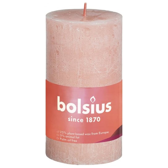 Bolsius Rustykalne świece pieńkowe Shine, 8 szt., 100x50 mm, różowe Bolsius