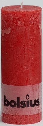 Bolsius, Świeca Rustik, czerwona, 19x6,8 cm Bolsius
