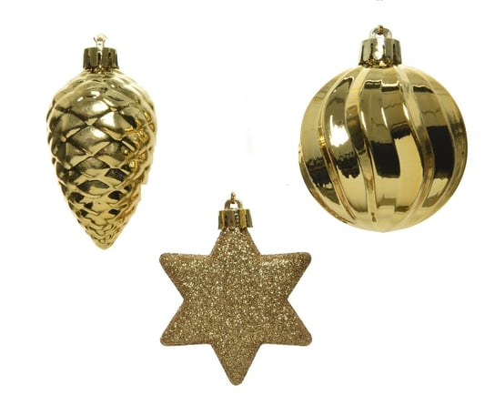 Bombka dekorowana na choinkę kształt kula szyszka gwiazdka 7cm Złoty Kaemingk