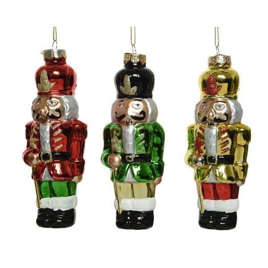 Bombka szklana dekorowana żołnierzyk figurka trzy wzory Kaemingk