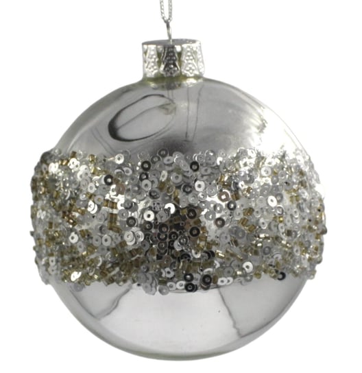 Bombka szklana ozdoba świąteczna dekoracja 10cm srebrna Inna marka