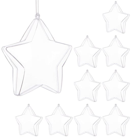 Bombki akrylowe 12cm gwiazda plastikowa decoupage zestaw 10 szt. Springos