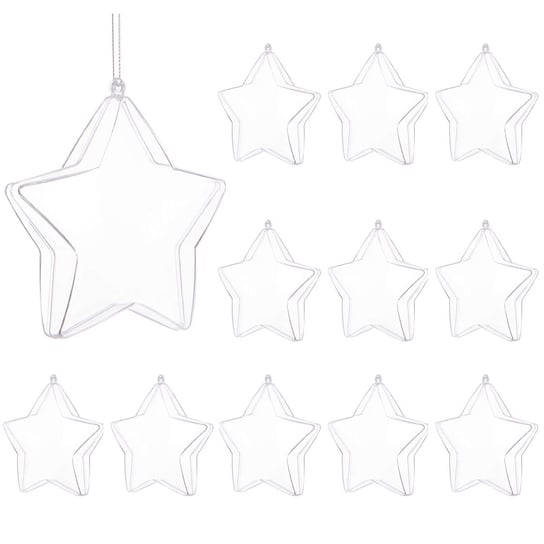 Bombki akrylowe 12cm gwiazda plastikowa decoupage zestaw 12 szt. Springos