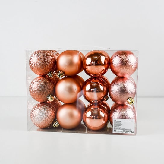 Bombki choinkowe 24 szt. 6 cm - Miedziane Chomik