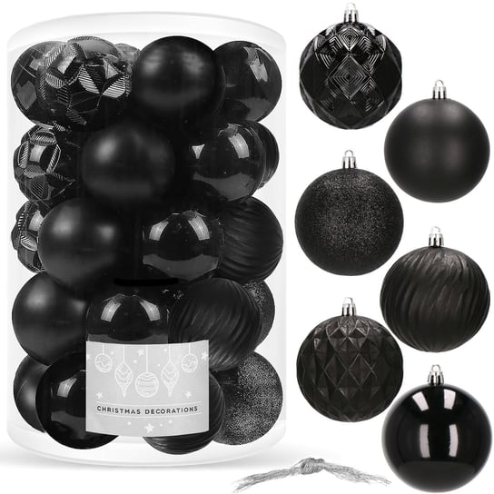Bombki choinkowe 30 szt. 8 cm czarne ozdoby na choinkę dekoracje Springos