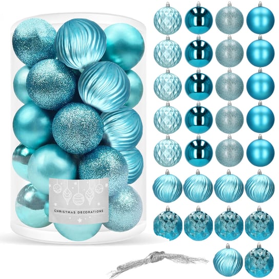 Bombki choinkowe 30 szt. 8 cm niebieskie ozdoby na choinkę dekoracje Springos