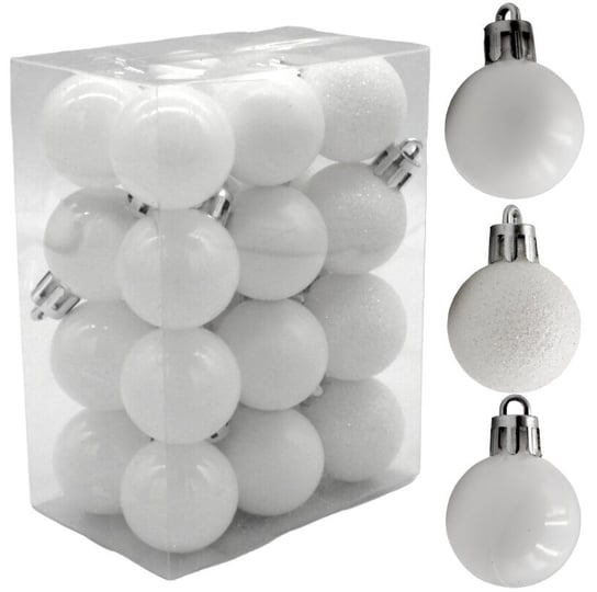 Bombki Choinkowe Plastikowe Ozdoby Świąteczne 3Cm 24Szt Biały Alfa