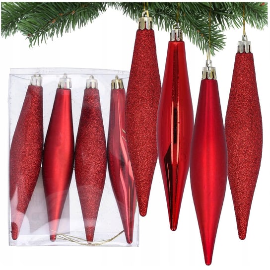 Bombki na choinkę SOPLE ozdoby świąteczne zawieszki czerwone zestaw 4 szt Nice Stuff