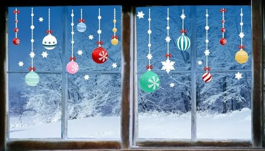 Bombki Naklejki świąteczne na okno 150cm Ozdoby /NaklejkiOzdobne NaklejkiOzdobne