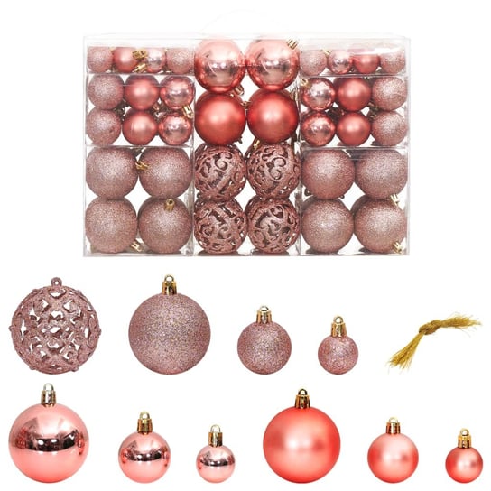 Bombki Świąteczne - Różowe, Polistyren, 3cm, 4cm, Zakito