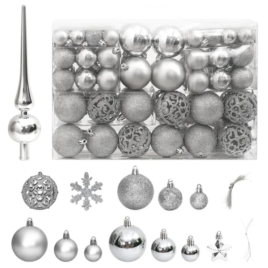 Bombki świąteczne srebrne 32x3cm, 36x4cm, 26x6cm Zakito