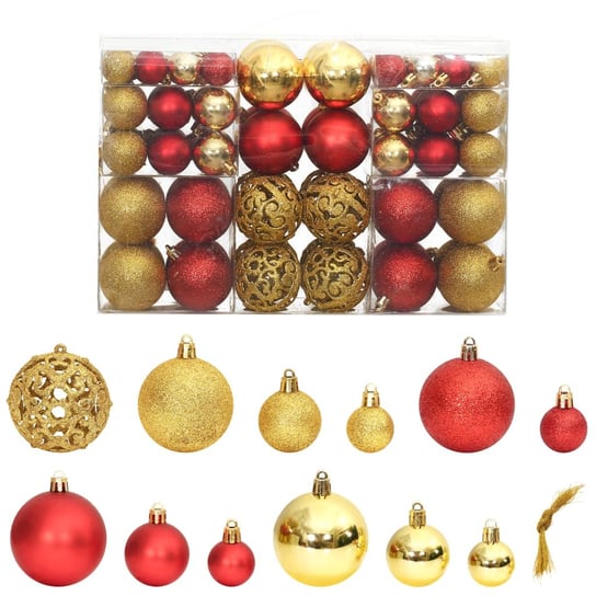 Bombki świąteczne - złoto/czerwień, 32x3cm, 36x4cm Zakito