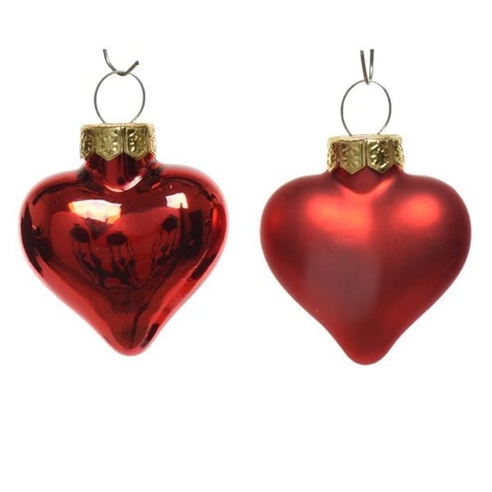 Bombki szklane w kształcie serc serca czerwone 12sztuk Kaemingk