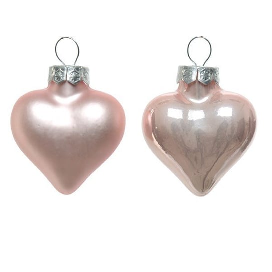 Bombki szklane w kształcie serc serca jasno różowe 12sztuk Kaemingk B.V.