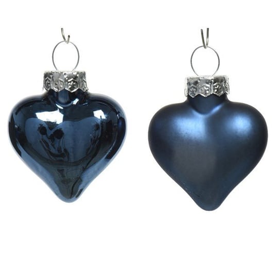 Bombki szklane w kształcie serc serca niebieskie 12sztuk Kaemingk