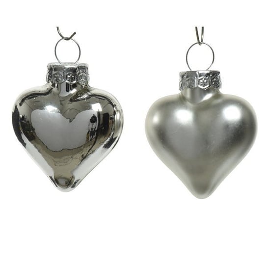 Bombki szklane w kształcie serc serca srebrne 12sztuk Kaemingk