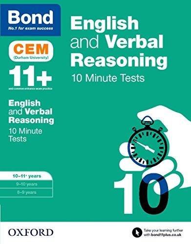 Bond 11+. English & Verbal Reasoning. CEM 10 Minute Tests. 10-11 years Michellejoy Hughes