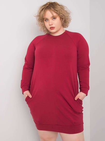 Bordowa sukienka plus size Ariadne-3XL Basic Feel Good