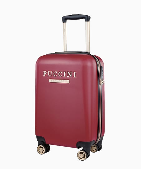 Bordowa walizka kabinowa z eleganckim napisem PUCCINI