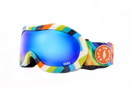 BORN ON BOARD, Gogle narciarsko-snowboardowe BOB Rainbow Shine, niebieski BORN ON BOARD