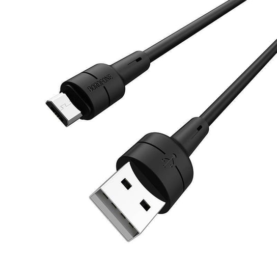 Borofone Silicone - kabel połączeniowy USB do microUSB 1m (czarny) Borofone