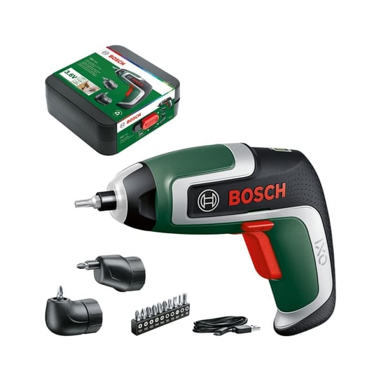Bosch 06039E0001 Wkrętarka Akumulatorowa Ixo (7. Generacji; 36 V; 20 Ah; 55 Nm; Zestaw Z Nasadką Kątową I Mimośrodową; Z Kablem Mikro Usb; Wkręca Do 190 Śrub; W Pudełku Do Przechowywania) Bosch