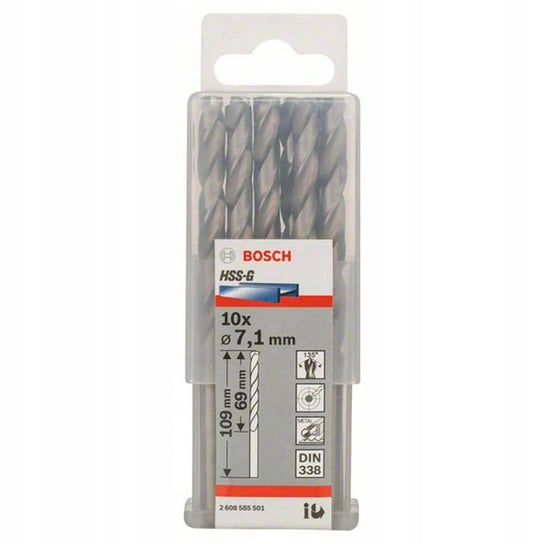 Bosch Wiertło do metalu HSS-G 7,1x69x109mm 10szt Bosch