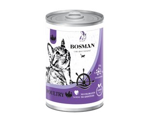 BOSMAN pełnoporcjowa mokra karma dla dorosłych kotów z drobiem 415 g x 24 Bosman
