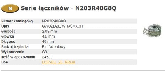 Bostitch Gwoździe N55 2,03-40 R Gal8 Q BOSTITCH